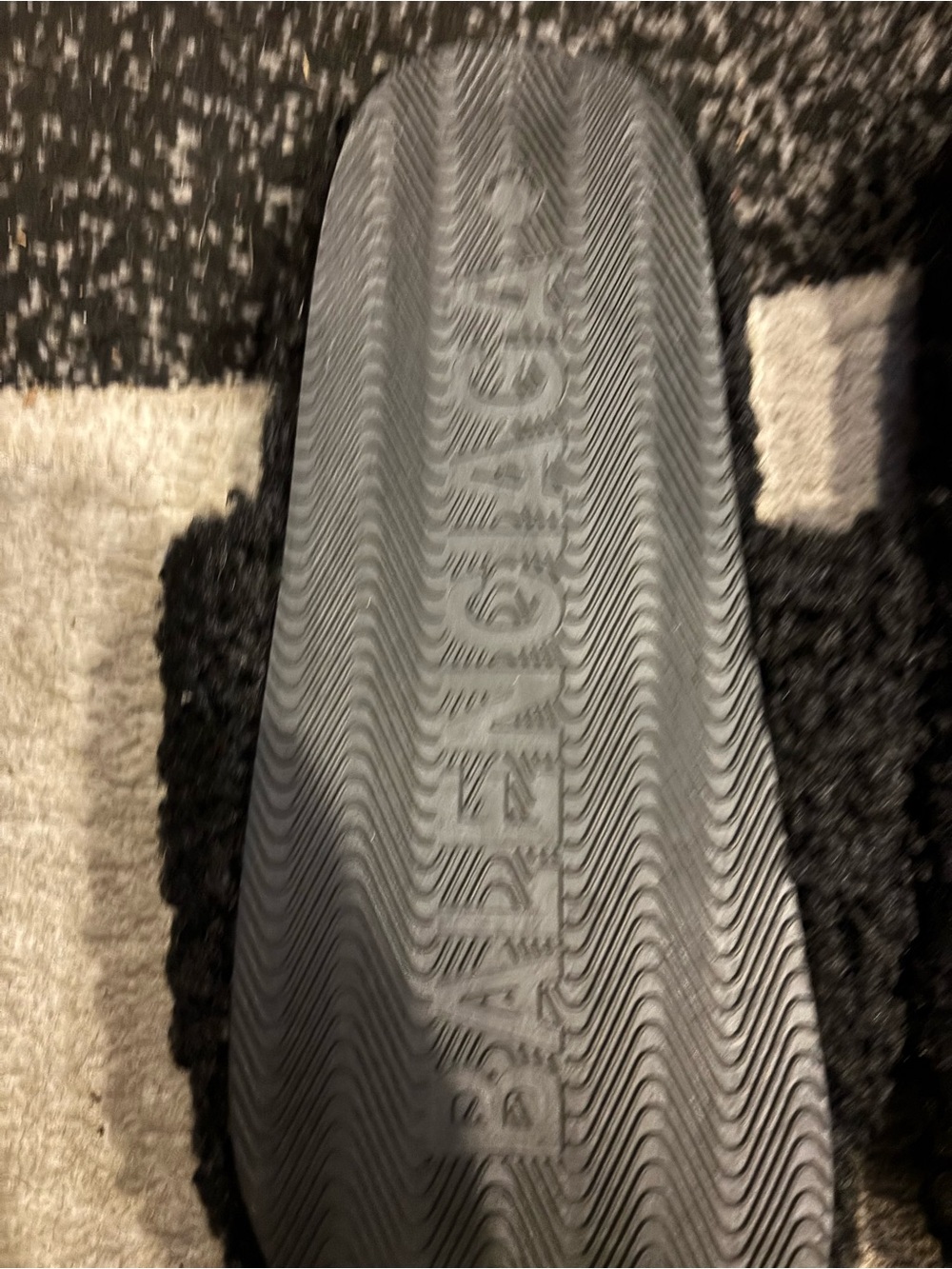 Balenciaga Black Sherpa Logo Mule with Red & White Accent - Picture 5 of 6